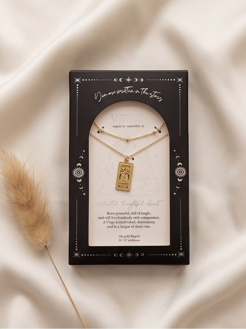 14k Gold Dipped Virgo Zodiac Tarot Card Layered Necklace